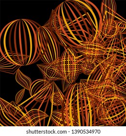 Falling color figures. Concept background with color striped figures for poster or mobile application. Background with falling colorful geometric figures for your design. Vector texture.