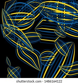 Falling color figures. Concept background with color striped figures for card or poster. Background with falling colorful geometric figures for your design. Vector texture.