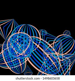 Falling color figures. Concept background with color striped figures for print or banner. Background with falling colorful geometric figures for your design. Vector texture.