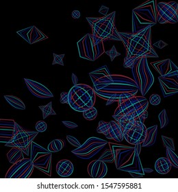 Falling color figures. Concept background with color striped figures for mobile application or print. Background with falling colorful geometric figures for your design. Vector texture.