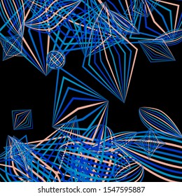 Falling color figures. Concept background with color striped figures for mobile application or print. Background with falling colorful geometric figures for your design. Vector texture.