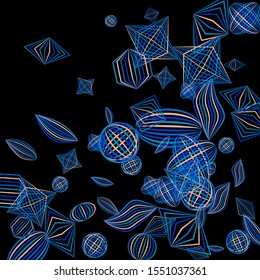 Falling color figures. Concept background with color striped figures for poster or mobile application. Background with falling colorful geometric figures for your design. Vector texture.