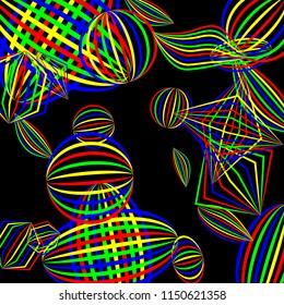 Falling color geometric figures.