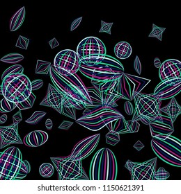 Falling color geometric figures.