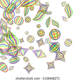 Falling color geometric figures.