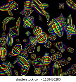 Falling color geometric figures.