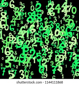 Falling color numbers on black background.