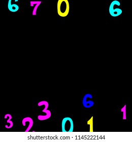 Falling color numbers on black background.