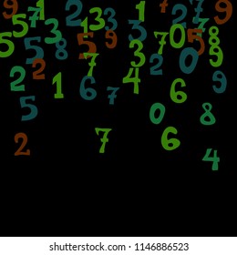 Falling color numbers on black background.