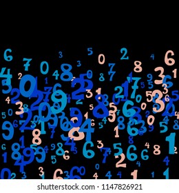 Falling color numbers on black background.