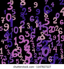 Falling color numbers on black background.