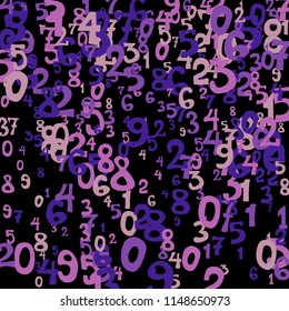 Falling color numbers on black background.