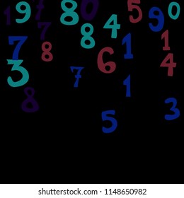 Falling color numbers on black background.