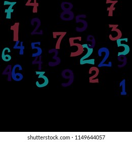 Falling color numbers on black background.