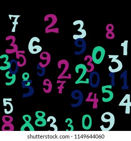 Falling color numbers on black background.