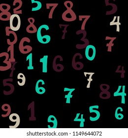 Falling color numbers on black background.