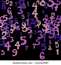 Falling color numbers on black background.