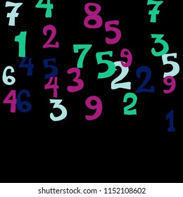 Falling color numbers on black background.