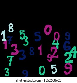 Falling color numbers on black background.