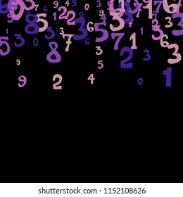 Falling color numbers on black background.