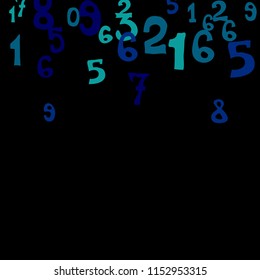 Falling color numbers on black background.