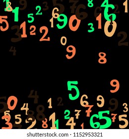 Falling color numbers on black background.