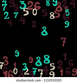 Falling color numbers on black background.