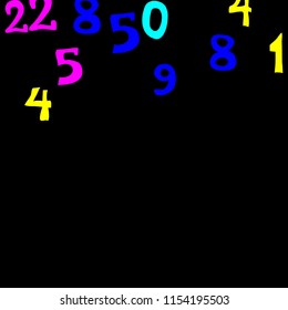 Falling color numbers on black background.