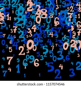 Falling color numbers on black background.