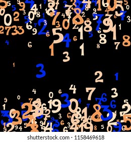 Falling color numbers on black background.