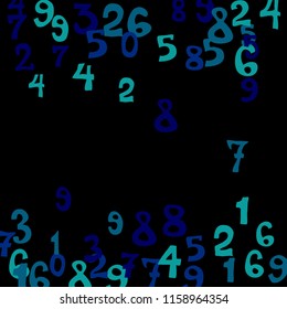 Falling color numbers on black background.