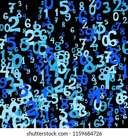 Falling color numbers on black background.