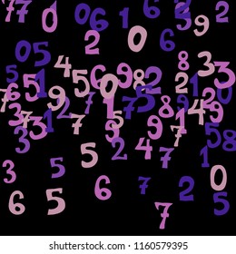 Falling color numbers on black background.