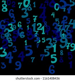 Falling color numbers on black background.