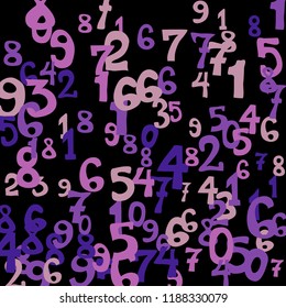 Falling color numbers on black background.