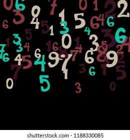 Falling color numbers on black background.