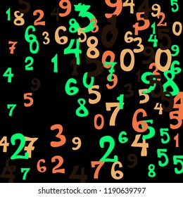 Falling color numbers on black background.