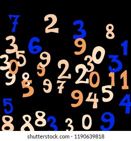 Falling color numbers on black background.