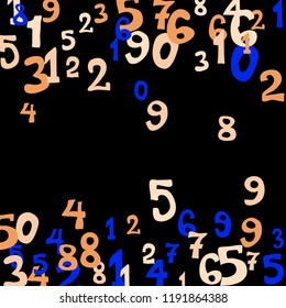 Falling color numbers on black background.