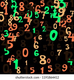 Falling color numbers on black background.