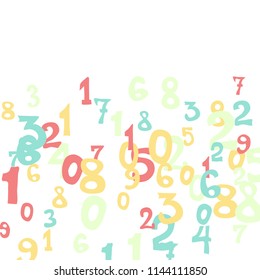 Falling color numbers on white background.