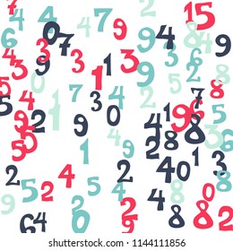Falling color numbers on white background.