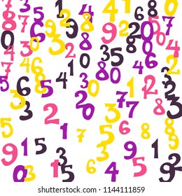 Falling color numbers on white background.