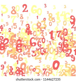 Falling color numbers on white background.