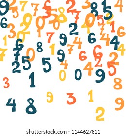 Falling color numbers on white background.