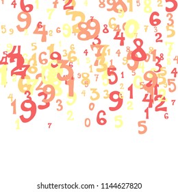 Falling color numbers on white background.