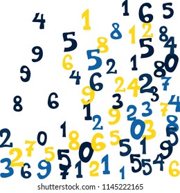 Falling color numbers on white background.