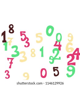 Falling color numbers on white background.