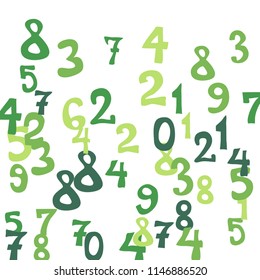 Falling color numbers on white background.