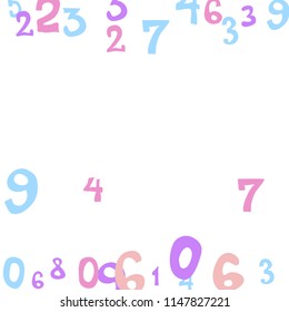 Falling color numbers on white background.